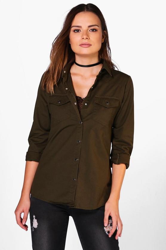 Abigail Khaki Denim Shirt